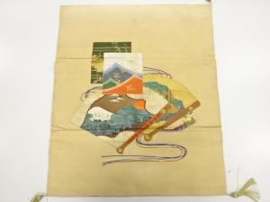 アンティーク　桧扇に松竹梅・鶴・波千鳥模様刺繍袱紗